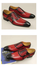 Load image into Gallery viewer, Oxford Leather Lace-Up Hand Carved Shoes for Men
