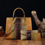 Load image into Gallery viewer, 3 Pcs Crocodile Pattern Handbag &amp; Purses Set

