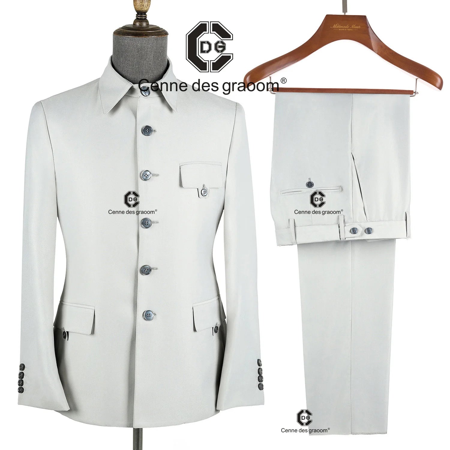 Cenne Des Graoom Men's Suits Square Collar Tailor-Made