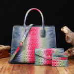 Load image into Gallery viewer, 3 Pcs Crocodile Pattern Handbag &amp; Purses Set
