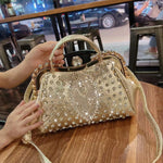 Load image into Gallery viewer, Diamonds Women&#39;s  Leather clip Rhinestone Bag
