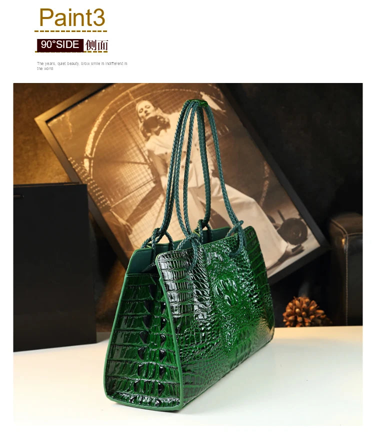 Luxury Genuine Leather Women's Bag Crocodile Pattern
