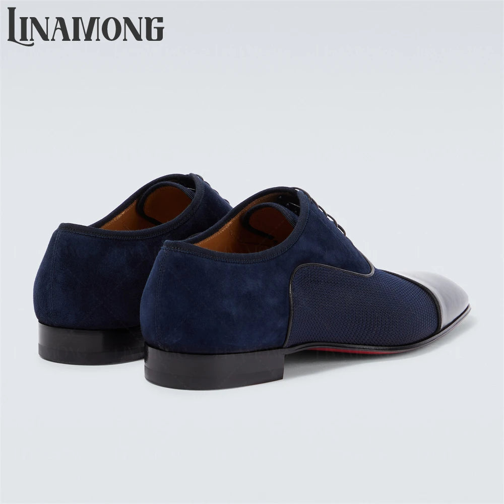 Leather Suede Oxford Men Elegant Lace-Up Dress Shoes