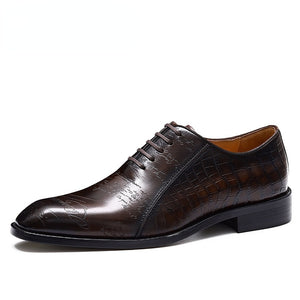 Crocodile Pattern Men's Dress Shoes Luxury Genuine Leather  Designer Quality Business Oxfords Shoes