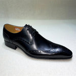 Load image into Gallery viewer, Genuine Leather Brogue Shoes Handmade Casual Oxfords Breathable Lace-Up Dress Shoes
