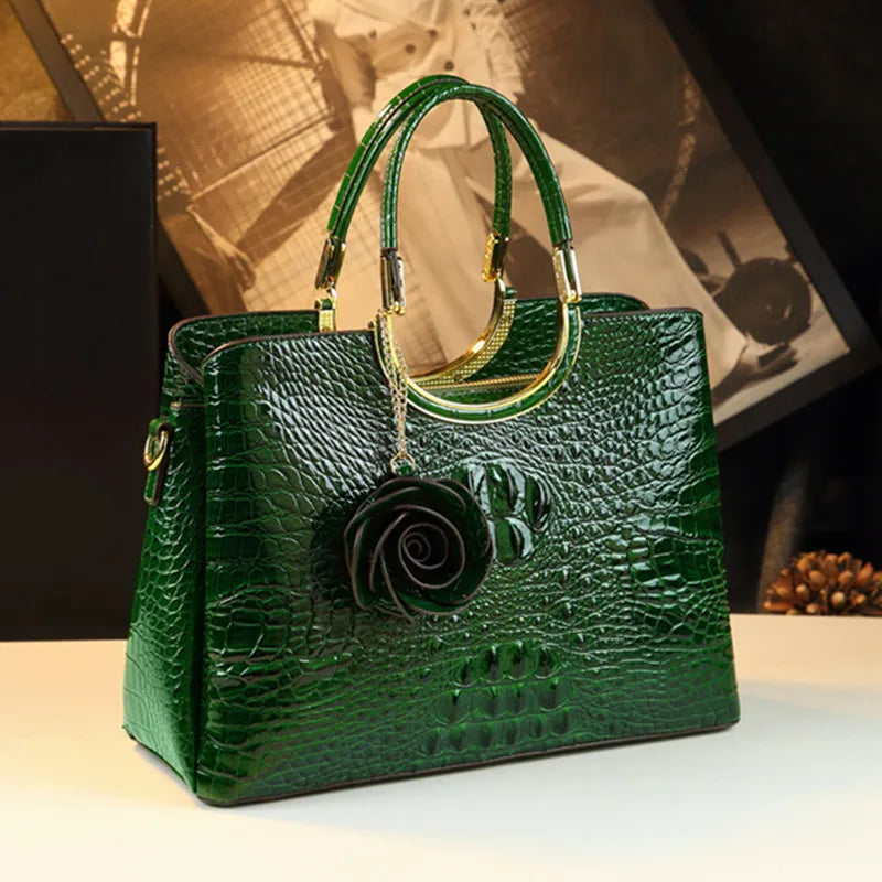 Genuine Leather Women's Handbags Crocodile Pattern