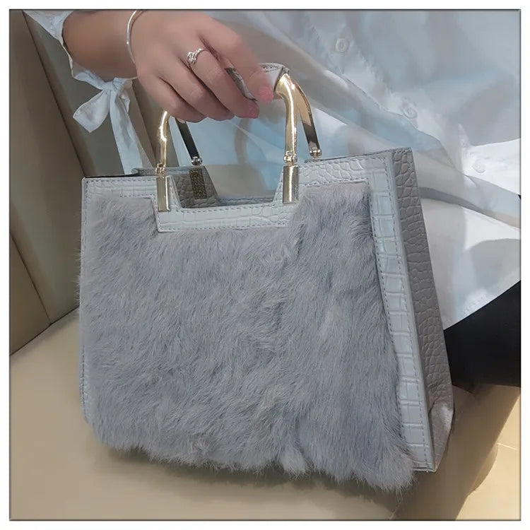 Women's Handbag Luxury Fashion Real Rabbit Hair Single Shoulder Bag