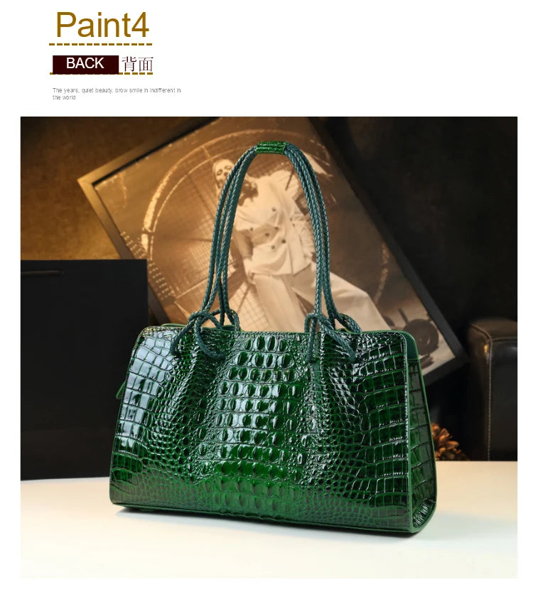 Luxury Genuine Leather Women's Bag Crocodile Pattern