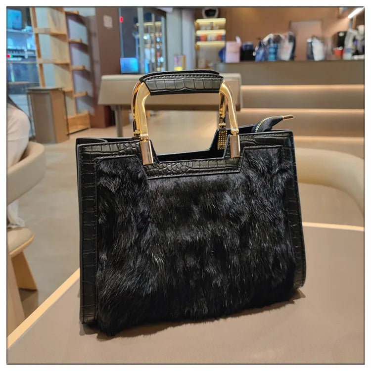Women's Handbag Luxury Fashion Real Rabbit Hair Single Shoulder Bag