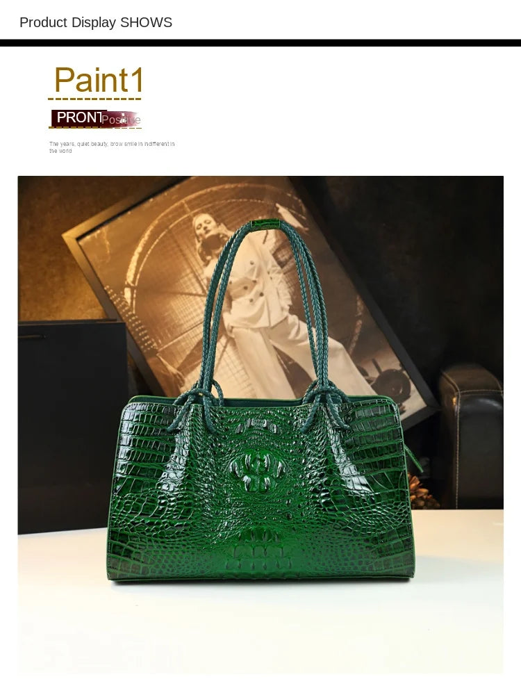 Luxury Genuine Leather Women's Bag Crocodile Pattern