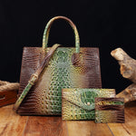 Load image into Gallery viewer, 3 Pcs Crocodile Pattern Handbag &amp; Purses Set
