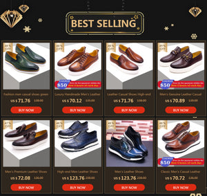 Italian Luxury Men's Metal Buttons Handmade Shoe
