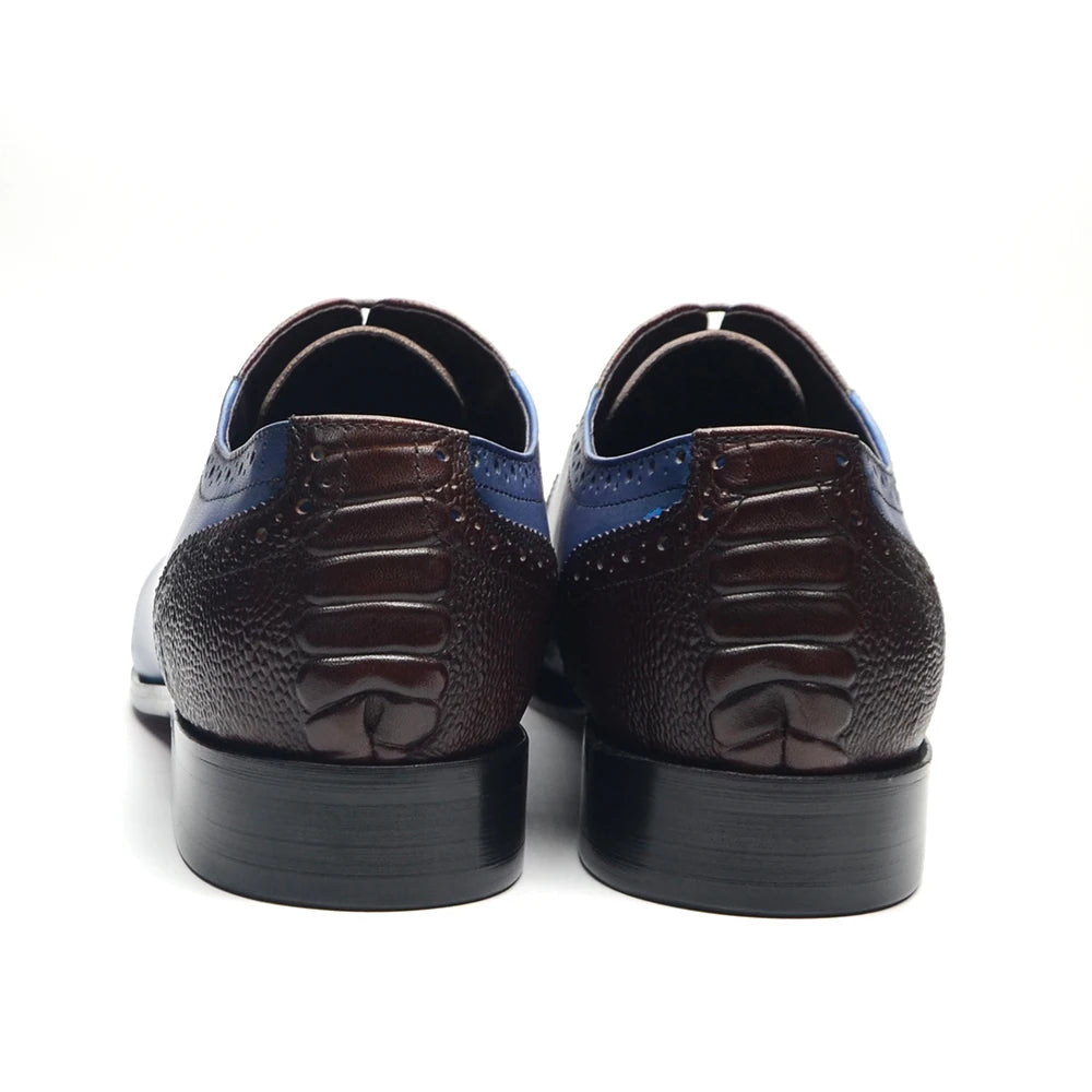 Luxury Men's Brogue Formal Round Toe Mixed-Colors Oxford Dress Shoes