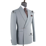 Load image into Gallery viewer, Cenne Des Graoom Elegant Light Grey Men&#39;s Suits Metal Side Release Buckle 2-Piece Set High Quality
