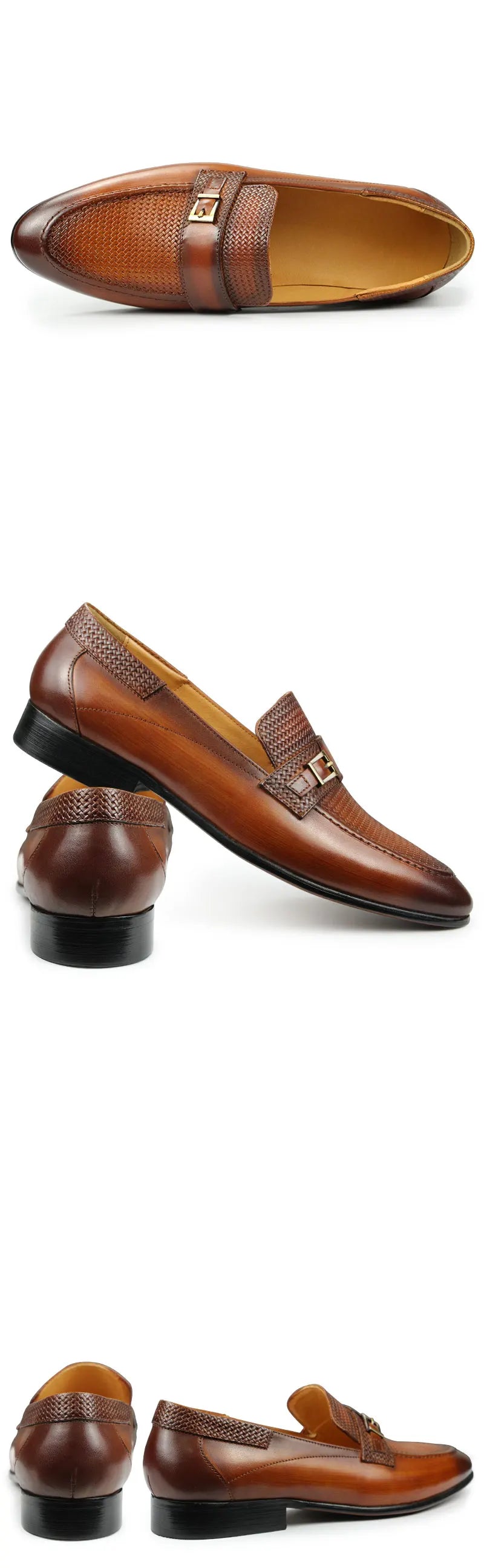 British Buckle Retro Formal Loafers Classic Slip-on Men's Shoes