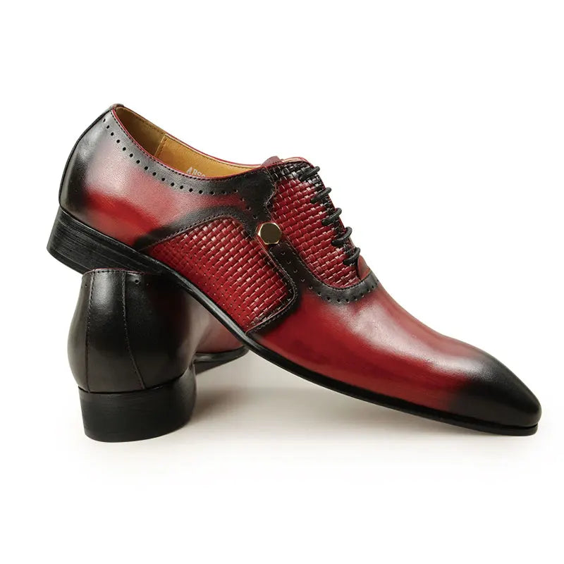 Oxford Leather Lace-Up Hand Carved Shoes for Men