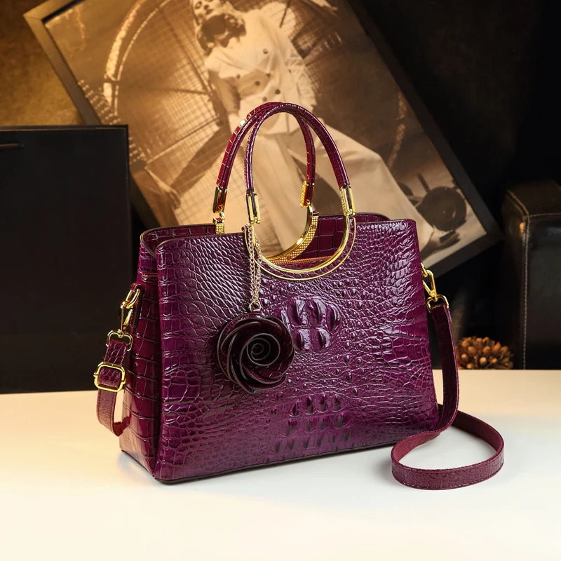 Genuine Leather Women's Handbags Crocodile Pattern