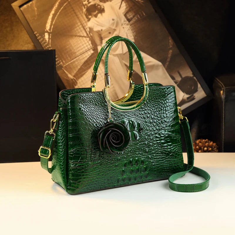 Genuine Leather Women's Handbags Crocodile Pattern