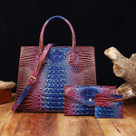 Load image into Gallery viewer, 3 Pcs Crocodile Pattern Handbag &amp; Purses Set
