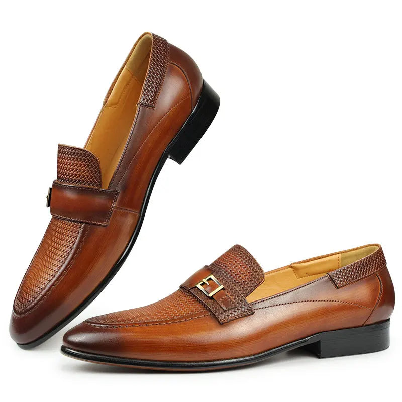British Buckle Retro Formal Loafers Classic Slip-on Men's Shoes