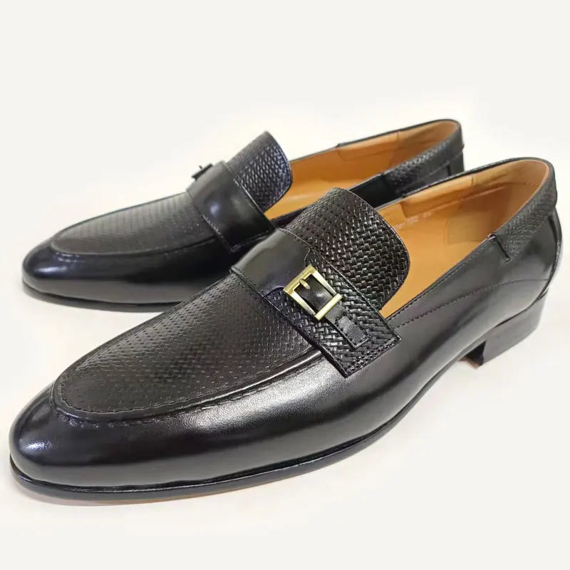 British Buckle Retro Formal Loafers Classic Slip-on Men's Shoes