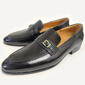 British Buckle Retro Formal Loafers Classic Slip-on Men's Shoes