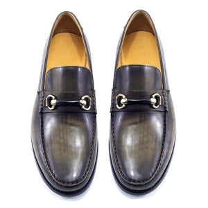 Classic Men's Loafers Genuine Leather Handmade Metal Chain Casual Business Dress Shoes
