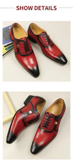 Load image into Gallery viewer, Oxford Leather Lace-Up Hand Carved Shoes for Men

