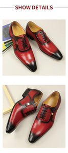 Oxford Leather Lace-Up Hand Carved Shoes for Men