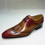Load image into Gallery viewer, Genuine Leather Brogue Shoes Handmade Casual Oxfords Breathable Lace-Up Dress Shoes
