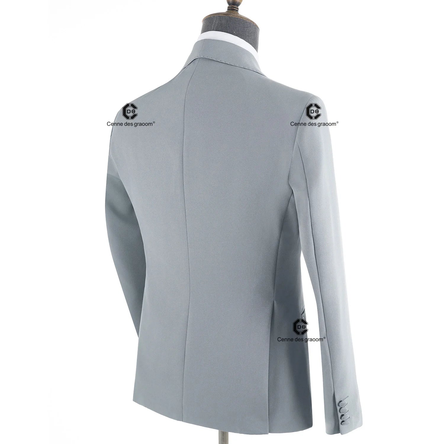 Cenne Des Graoom Elegant Light Grey Men's Suits Metal Side Release Buckle 2-Piece Set High Quality