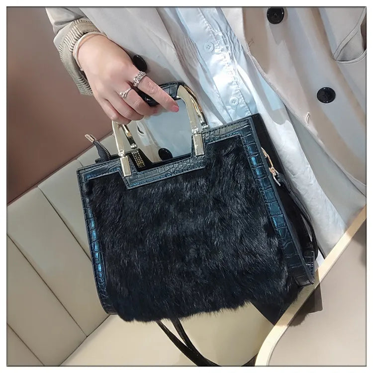 Women's Handbag Luxury Fashion Real Rabbit Hair Single Shoulder Bag