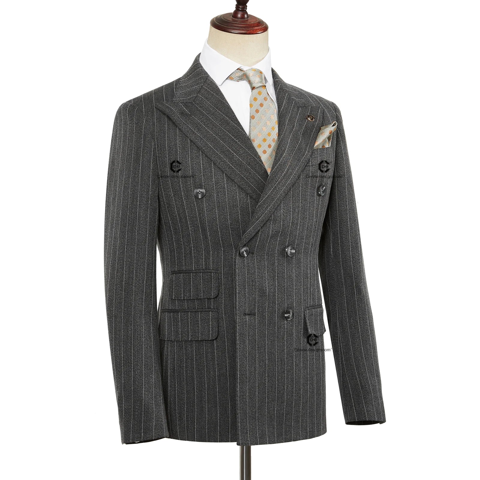 Cenne Des Graoom Double-Breasted Stripe Suits for Men