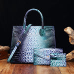 Load image into Gallery viewer, 3 Pcs Crocodile Pattern Handbag &amp; Purses Set
