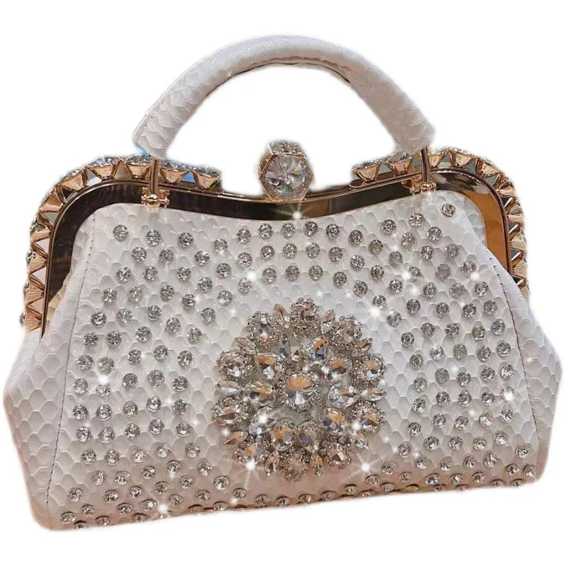Diamonds Women's  Leather clip Rhinestone Bag
