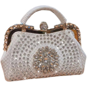 Diamonds Women's  Leather clip Rhinestone Bag