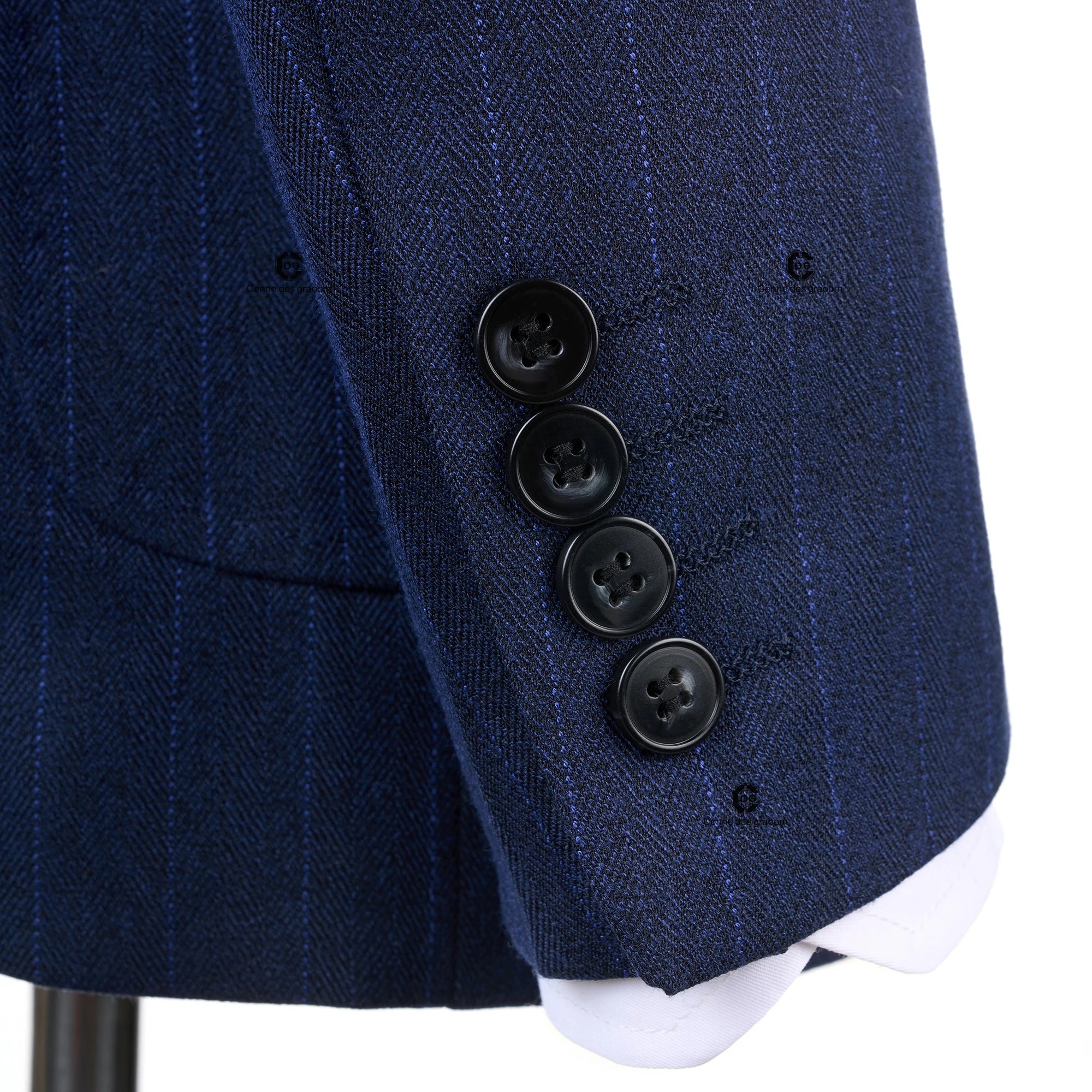 Cenne Des Graoom Striped Double-Breasted Men's Suits With Patch Pocket