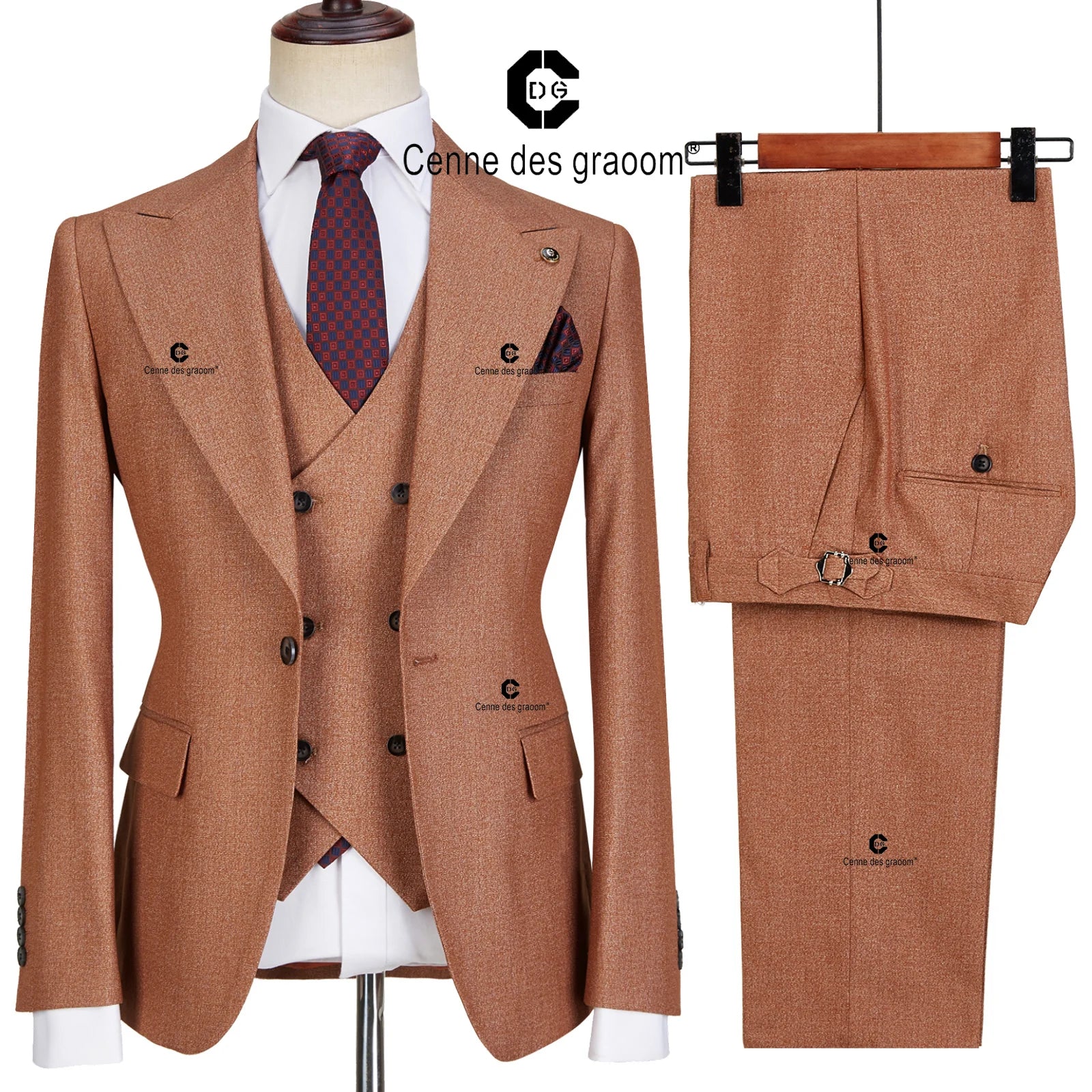 Cenne Des Graoom  Tailor-Made Wedding Groom 3-Piece Single Button Blazer