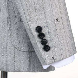 Cenne Des Graoom Striped Double-Breasted Men's Suits With Patch Pocket