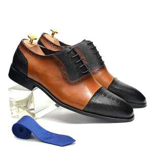 Luxury Men's Brogue Formal Round Toe Mixed-Colors Oxford Dress Shoes