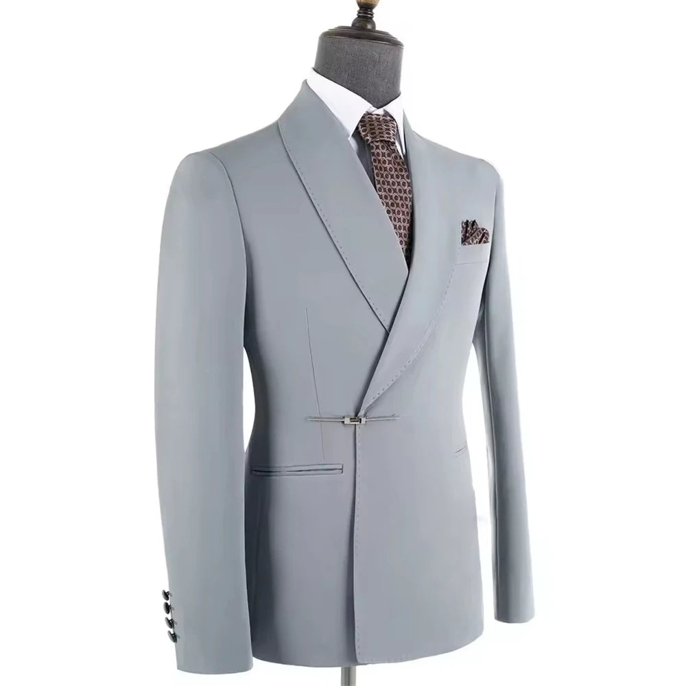 Fashion Coral Men's Suits High-Quality Elegant Metal Side Release Buckle 2-Piece Set