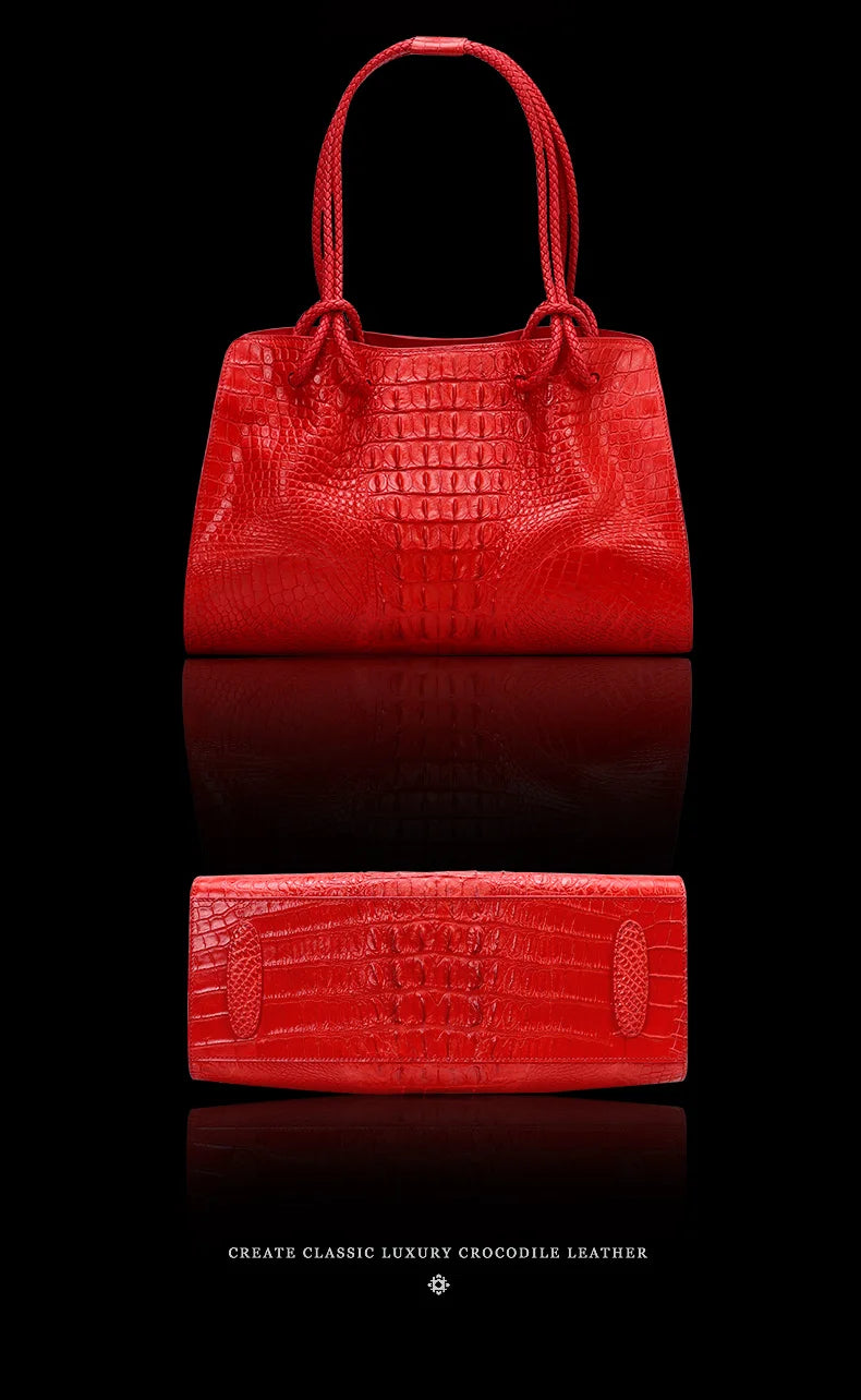 Luxury Genuine Leather Women's Bag Crocodile Pattern