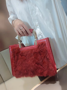 Women's Handbag Luxury Fashion Real Rabbit Hair Single Shoulder Bag