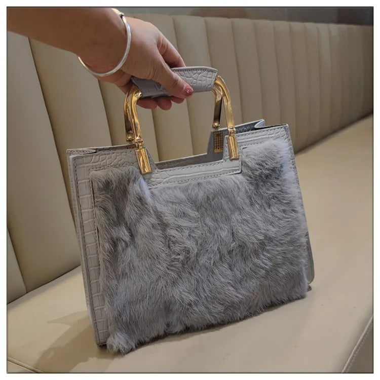 Women's Handbag Luxury Fashion Real Rabbit Hair Single Shoulder Bag