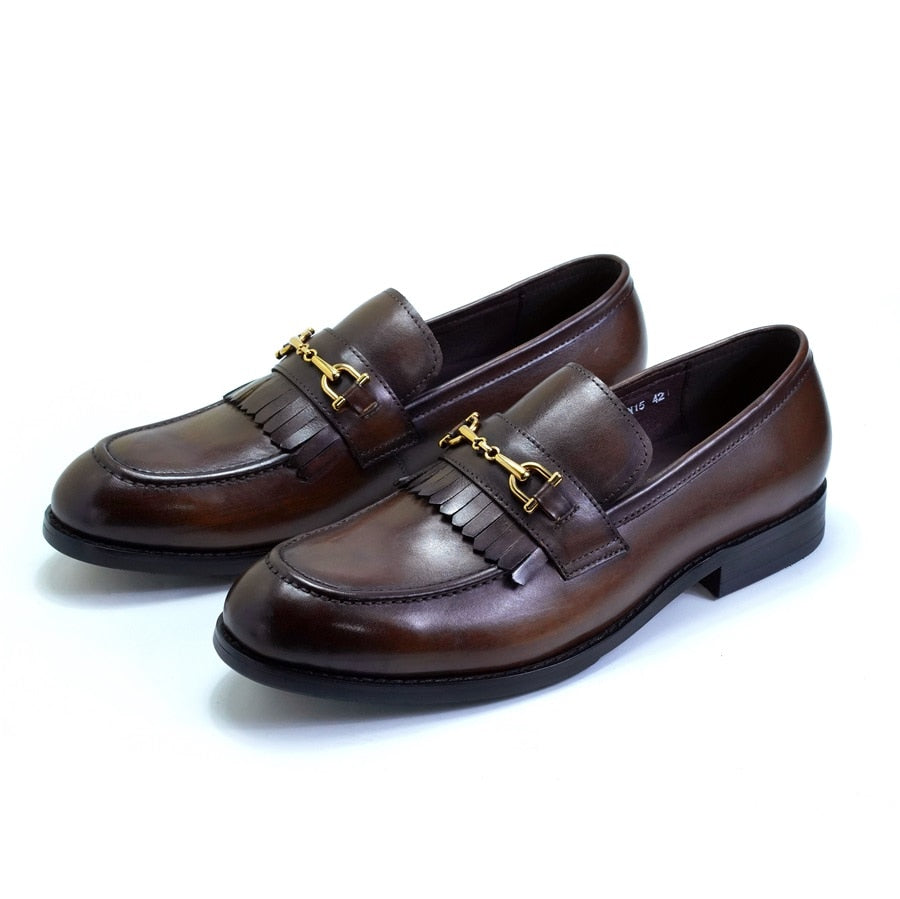 Italian Luxury Men's Shoes Metal Buttons Handmade Comfort Social Shoe