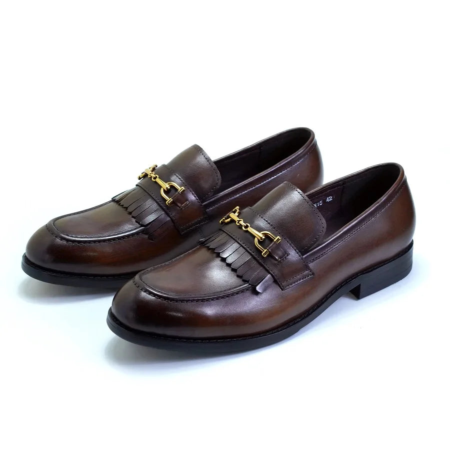 Italian Luxury Men's Metal Buttons Handmade Shoe