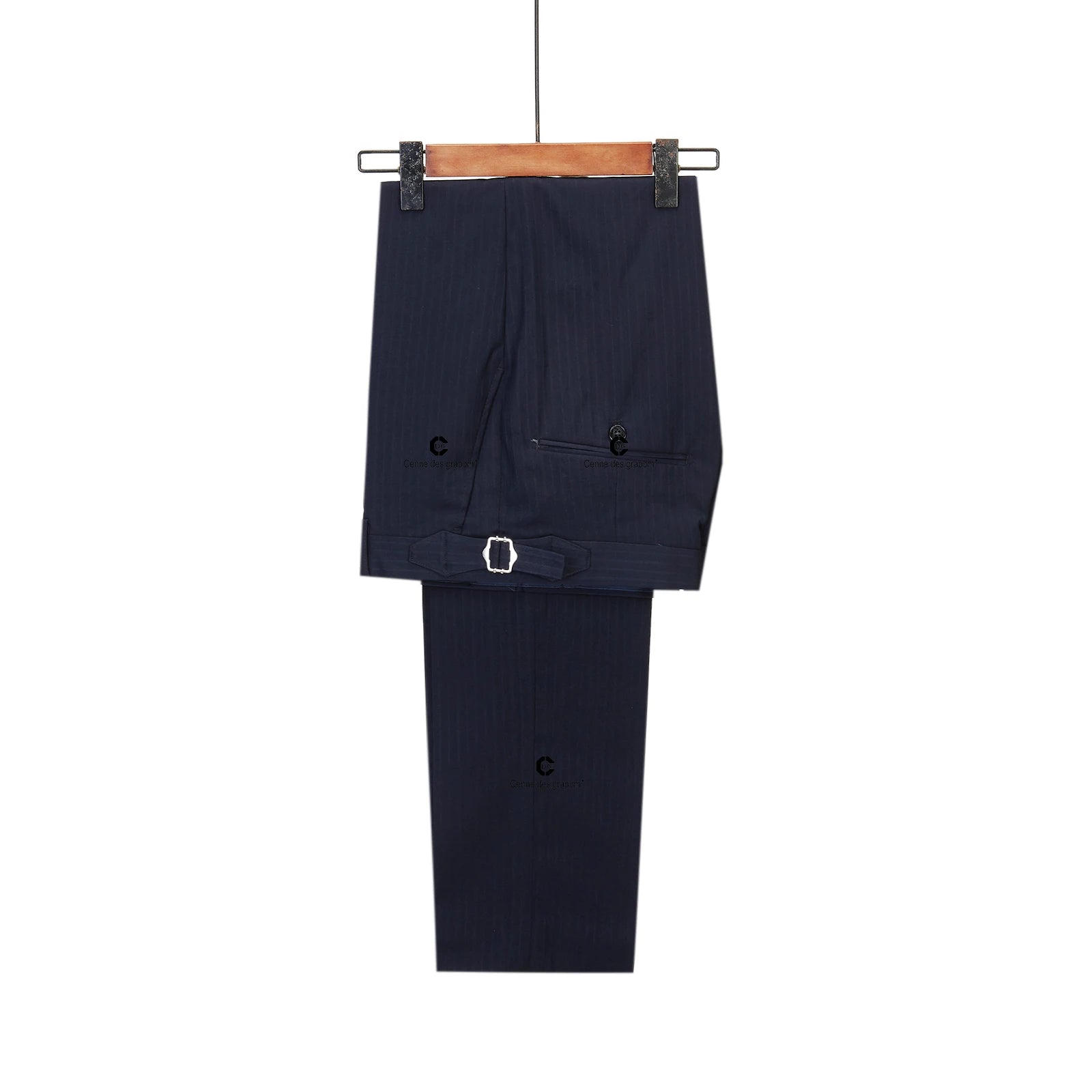 Cenne Des Graoom Double-Breasted Blue Black Stripe Men's Suits 2-Piece Set