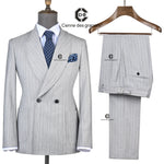 Load image into Gallery viewer, Cenne Des Graoom Striped Double-Breasted Men&#39;s Suits With Patch Pocket
