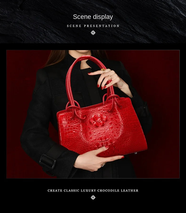 Luxury Genuine Leather Women's Bag Crocodile Pattern