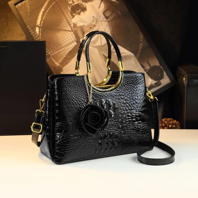 Genuine Leather Women's Handbags Crocodile Pattern